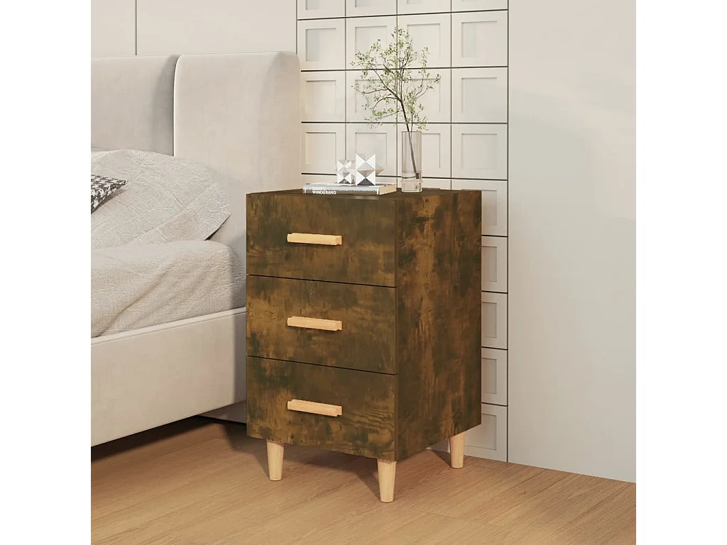 Cash  Table de chevet chêne fumé 40x40x66 cm bois d'ingénierie