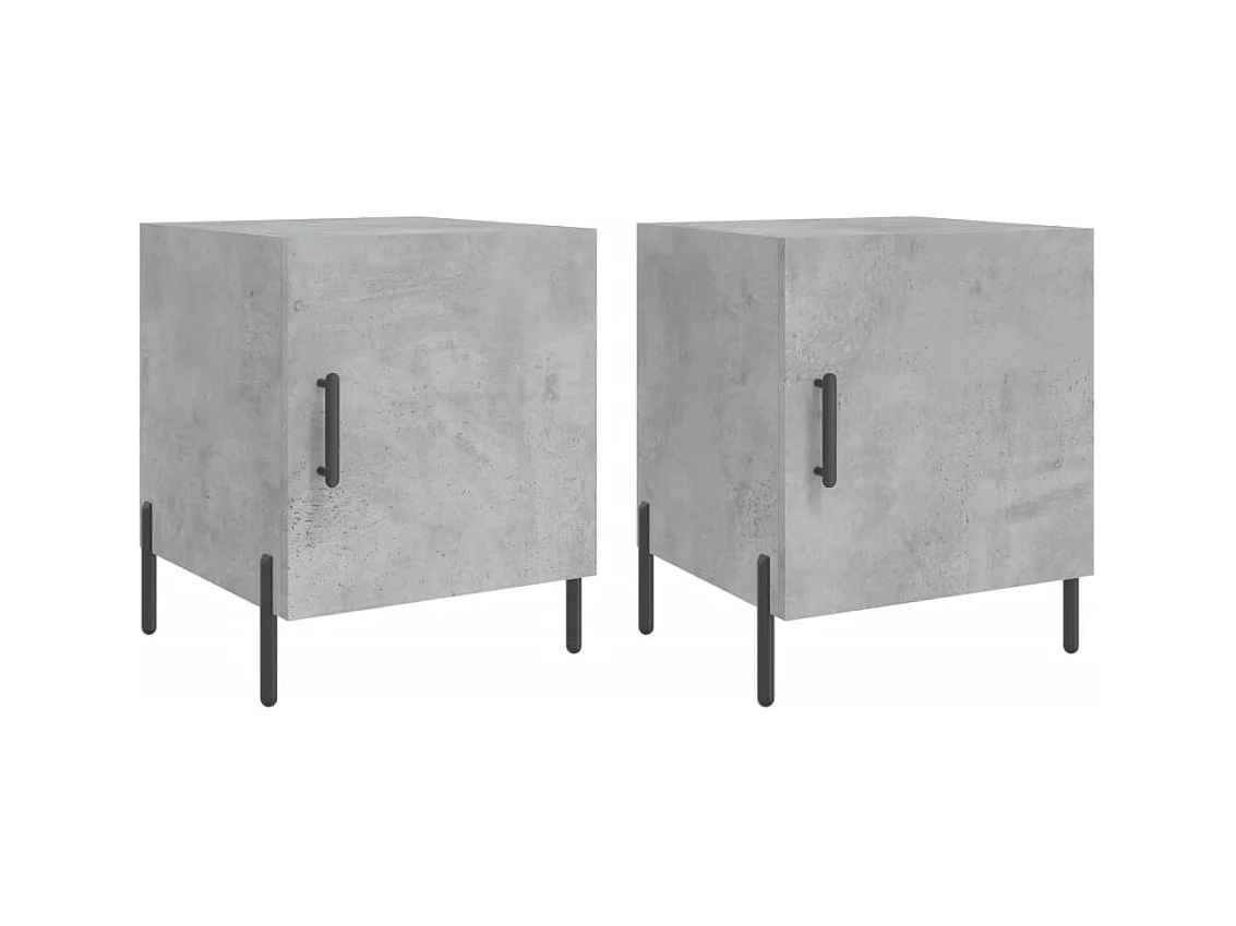Sulva  Tables de chevet 2 pcs gris béton 40x40x50 cm bois d’ingénierie