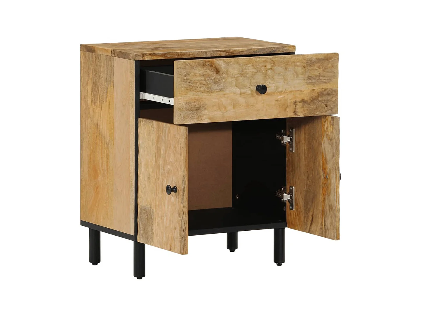 Ithren  Comodino 50x33x60 cm in Legno Massello di Mango