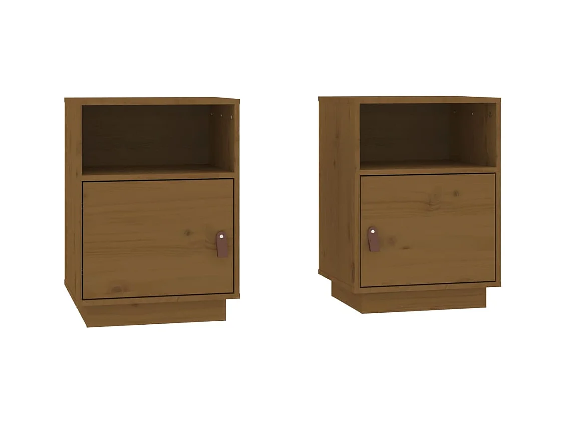 Soisy-sous-Montmorency  Comodini Ambrati 2 pz 40x34x55 cm in Legno Massello di Pino
