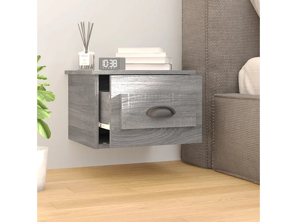 Boven-Leeuwen  Comodino a Parete Grigio Sonoma 41,5x36x28 cm
