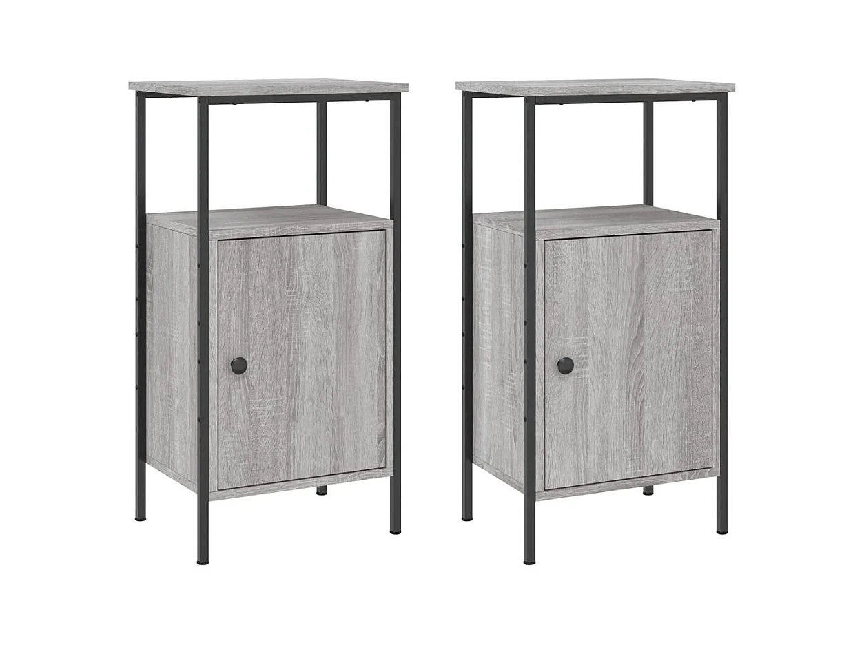 Wellford  Tables de chevet 2 pcs sonoma gris 41x31x80cm bois d'ingénierie