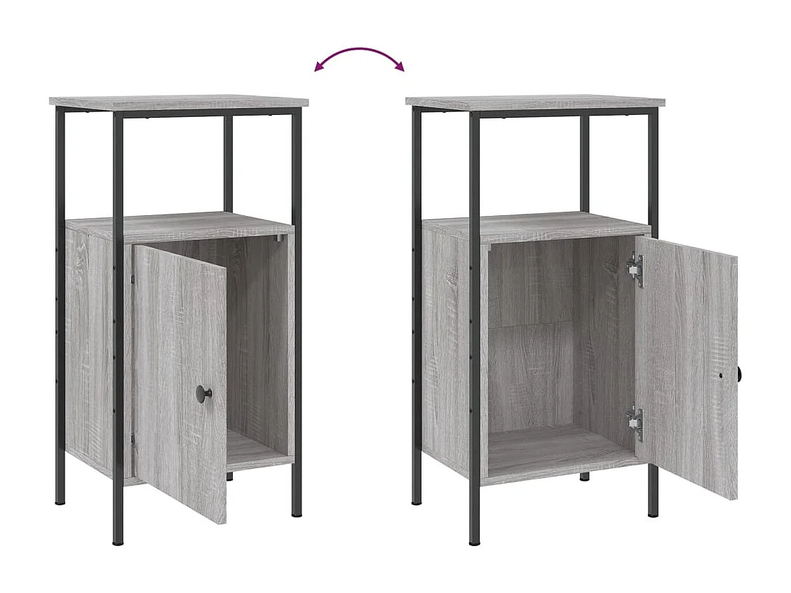 Wellford  Nachttische 2 Stk. Grau Sonoma 41x31x80 cm Holzwerkstoff