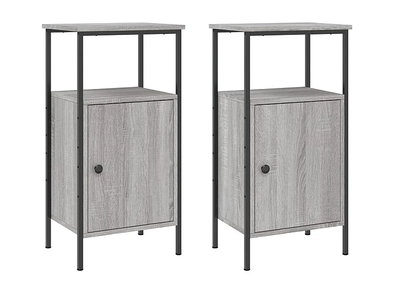 Wellford  Comodini 2pz Grigio Sonoma 41x31x80 cm in Legno Multistrato