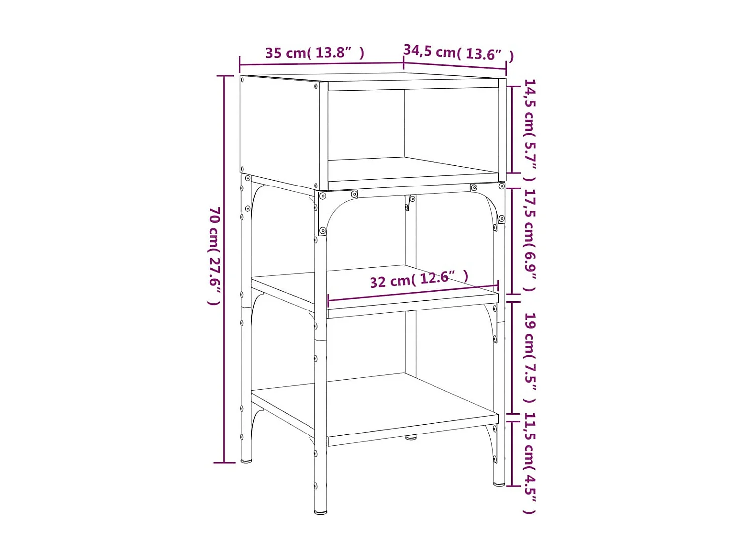 Walo  Tables de chevet 2 pcs chêne sonoma 35x34,5x70 cm