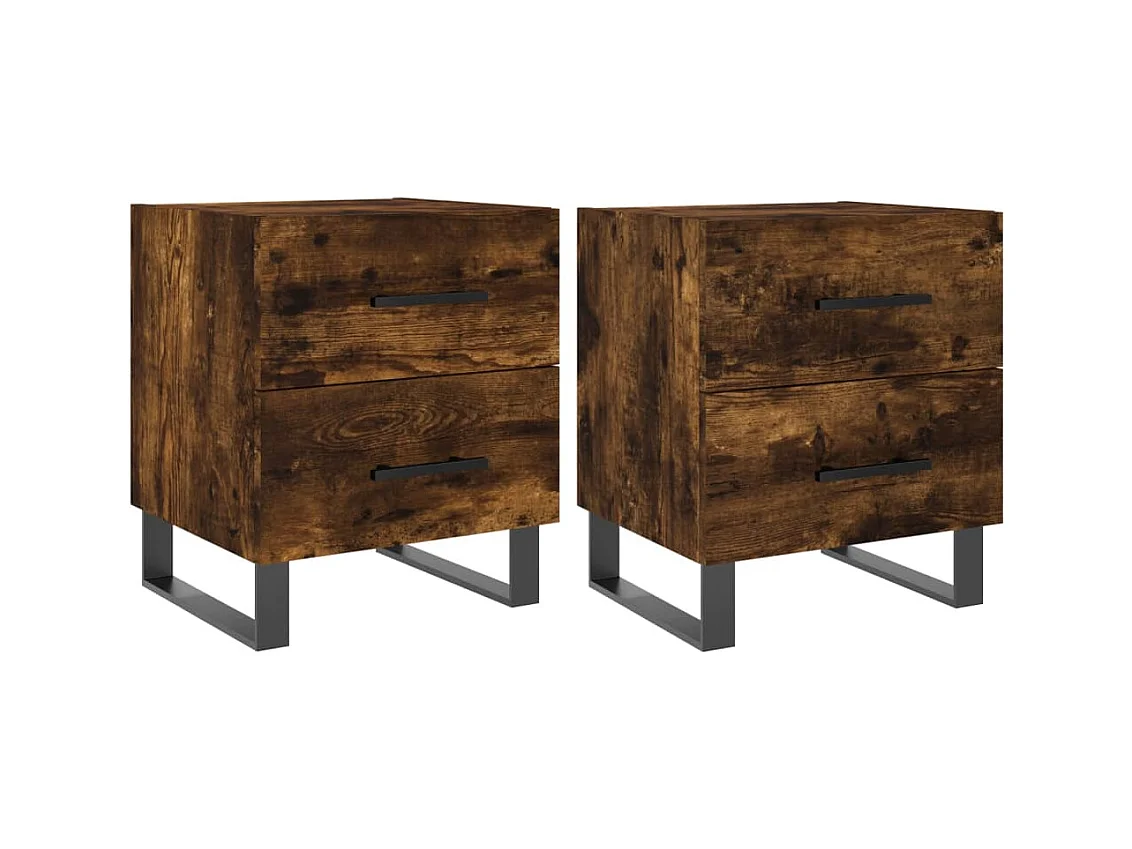 Cennet  Tables de chevet 2pcs chêne fumé 40x35x47,5cm bois d’ingénierie