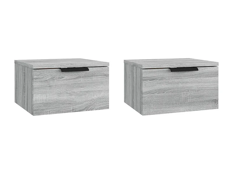 Steve James  Tables de chevet murales 2 pcs Sonoma gris 34x30x20 cm
