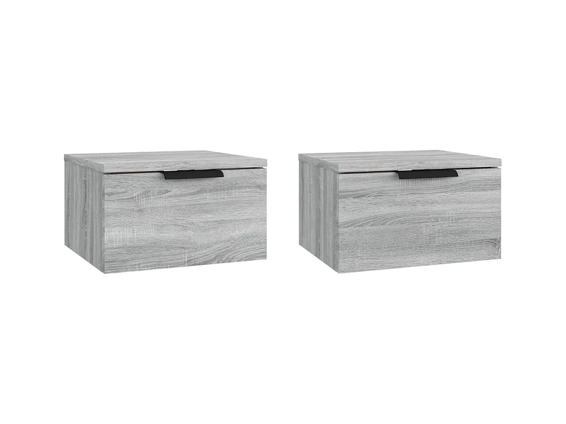 Steve James  Tables de chevet murales 2 pcs Sonoma gris 34x30x20 cm
