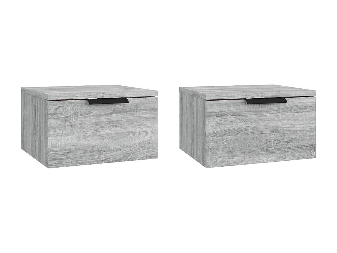 Steve James  Tables de chevet murales 2 pcs Sonoma gris 34x30x20 cm