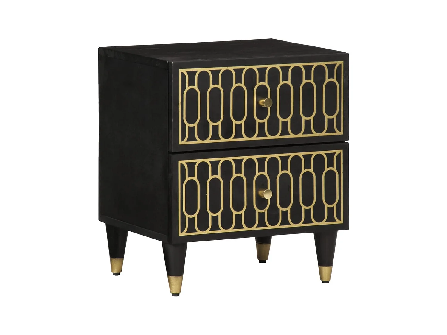 Fryrda  Comodini 2pz 40x33x46 cm in Legno Massello di Mango