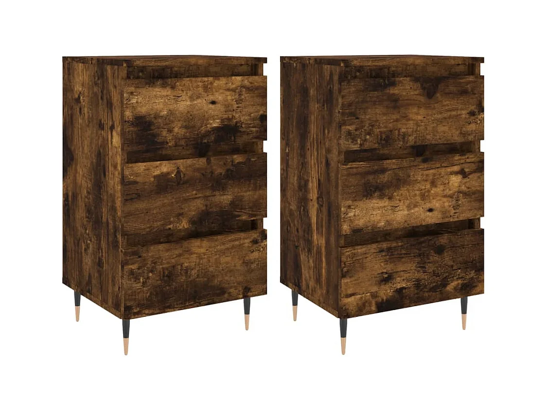 Drom  Tables de chevet 2 pcs chêne fumé 40x35x69 cm bois ingénierie
