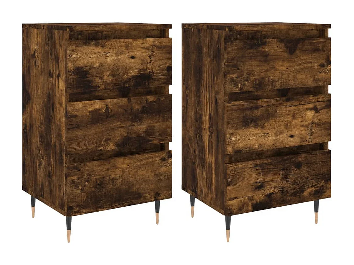 Drom  Tables de chevet 2 pcs chêne fumé 40x35x69 cm bois ingénierie