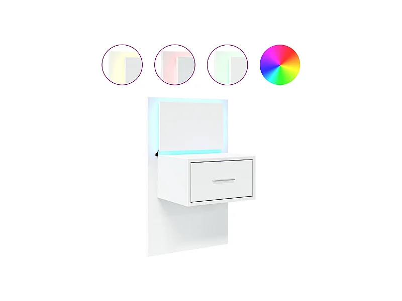 El Campo  Nachtkastje met LED-verlichting wandgemonteerd wit