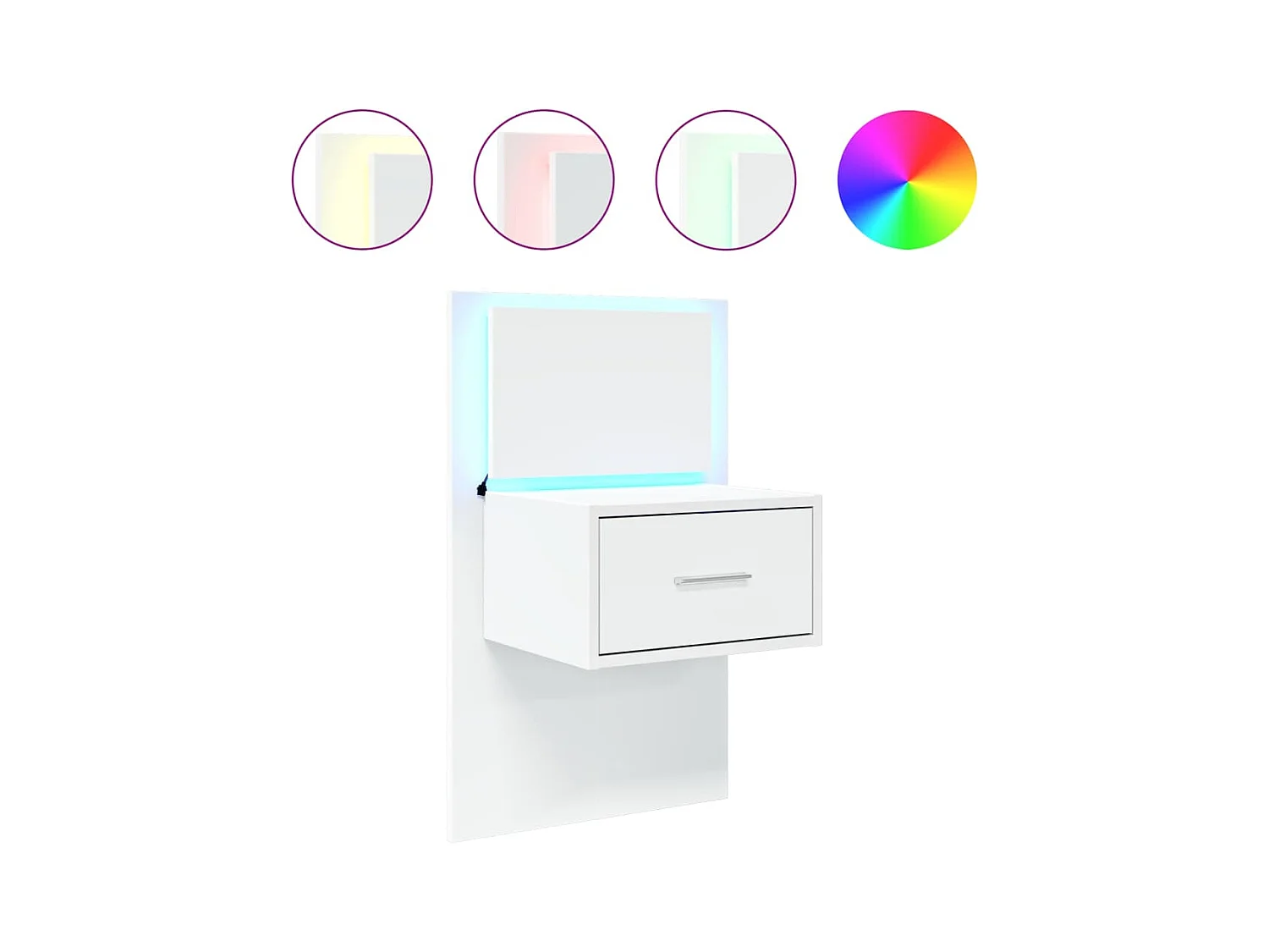 El Campo  Table de chevet murale avec lumières LED blanc