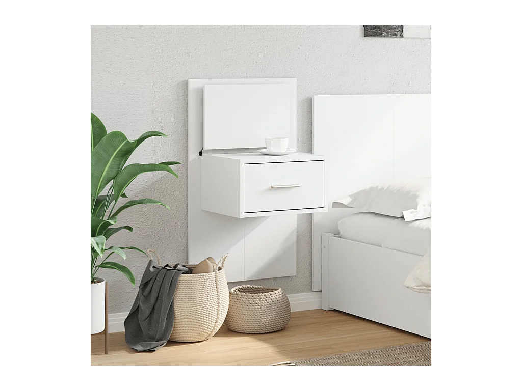 El Campo  Table de chevet murale avec lumières LED blanc