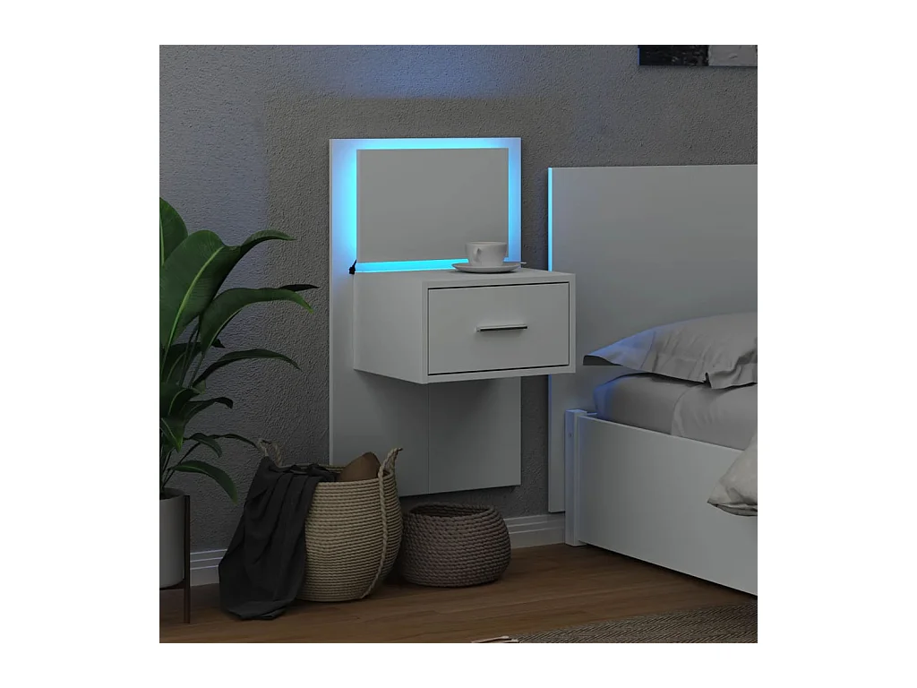 El Campo  Table de chevet murale avec lumières LED blanc