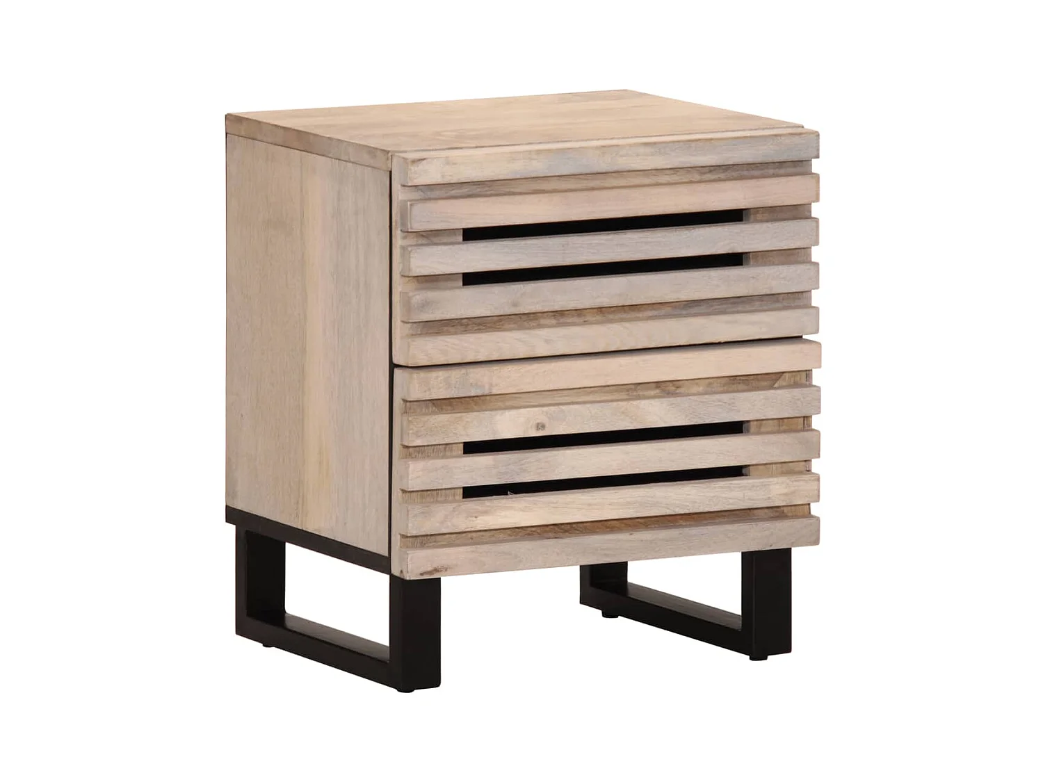 Janoah  Nachttische 2 Stk. 40x34x46 cm Gebleichtes Massivholz Mango