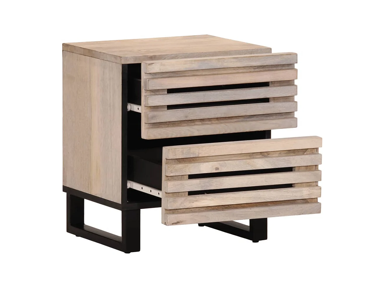 Janoah  Nachttische 2 Stk. 40x34x46 cm Gebleichtes Massivholz Mango