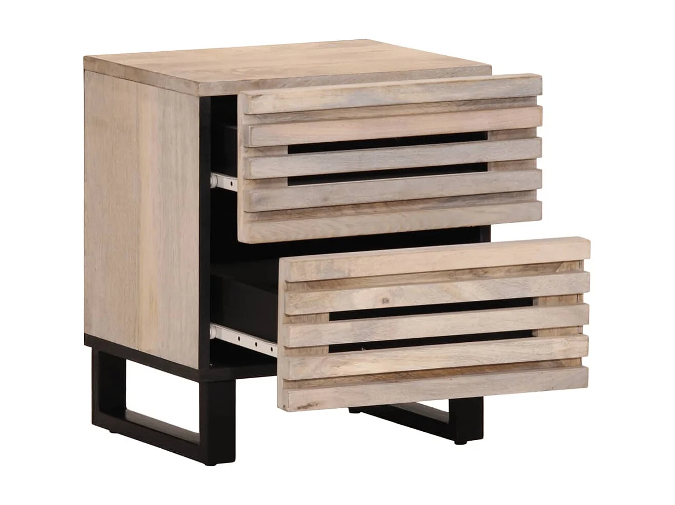 Janoah  Comodini 2pz 40x34x46 cm in Legno Massello di Mango Sbiancato