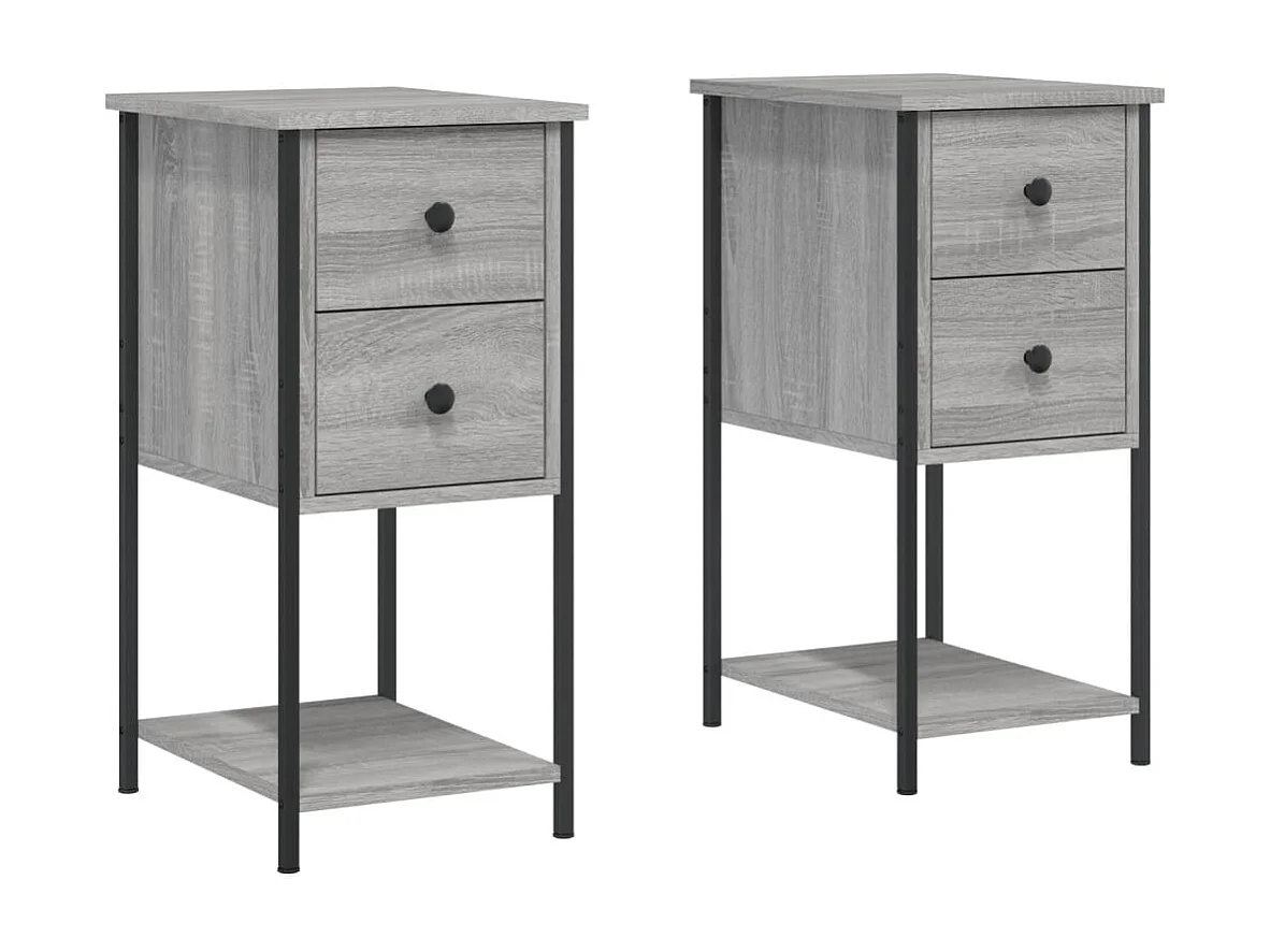 Portici  Nachttische 2 Stk. Grau Sonoma 32x42x70 cm Holzwerkstoff