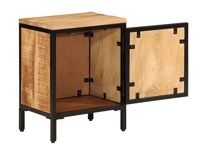 Garden Furniture -  Mesita de noche de madera maciza de mango rugosa 40x30x52,5 cm