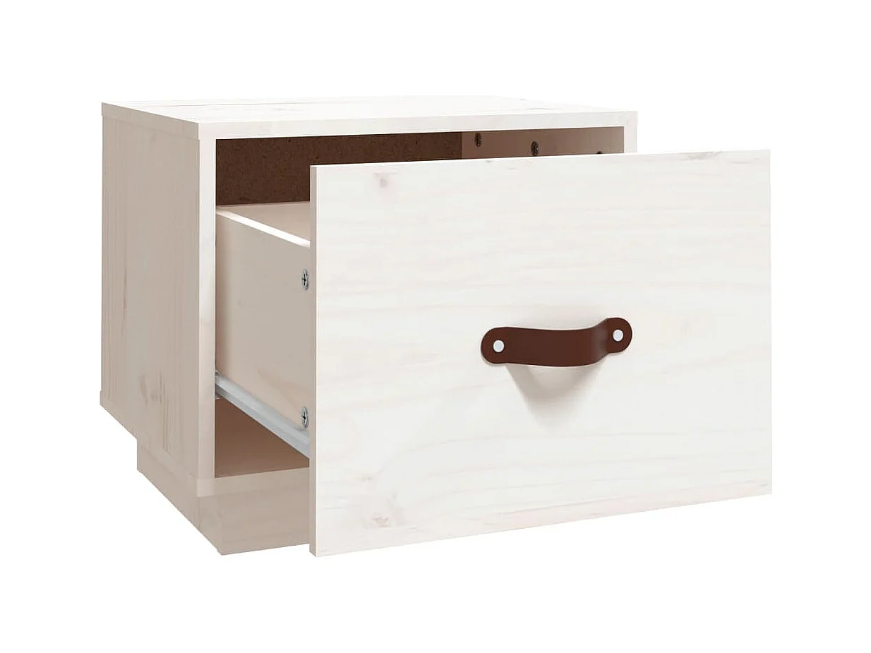 Ballston Lake  Table de chevet Blanc 40x34x35 cm Bois de pin solide