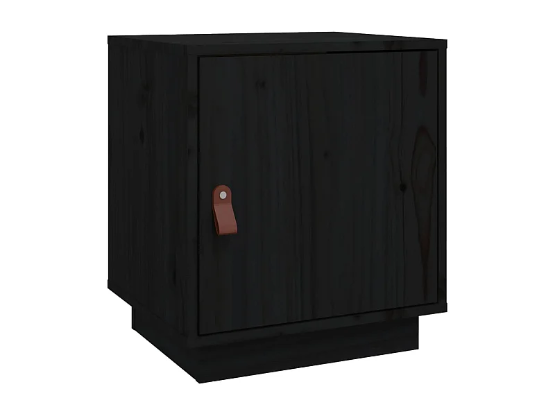 Clark Mills  Mesita de noche madera maciza de pino negro 40x34x45 cm