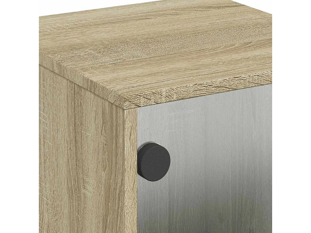 Brussels  Tables de chevet et portes vitrées 2pcs chêne sonoma 35x37x50cm