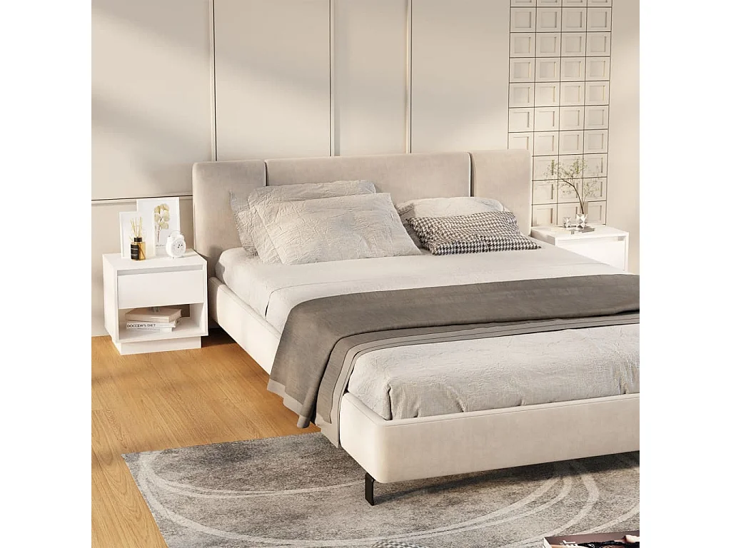 Zalyn  Tables de chevet 2 pcs Blanc 45x34x44 cm bois d'ingénierie