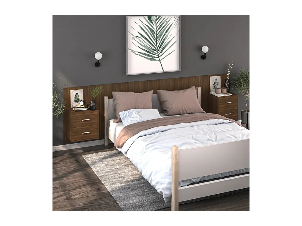 Gouda  Table de chevet murale Chêne marron