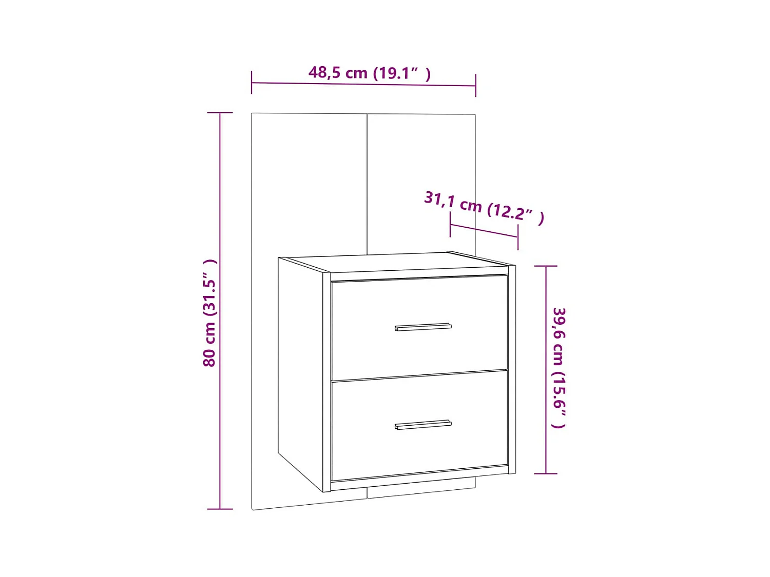 Gouda  Table de chevet murale Chêne marron