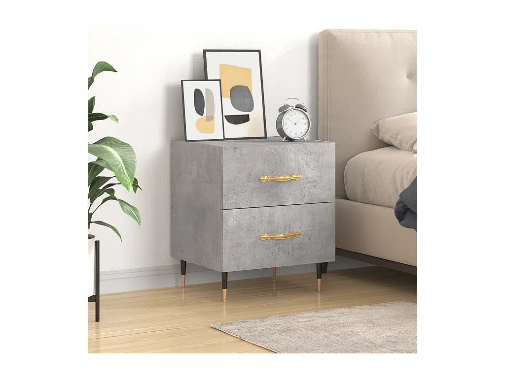 Leidir  Table de chevet gris béton 40x35x47,5 cm bois d’ingénierie