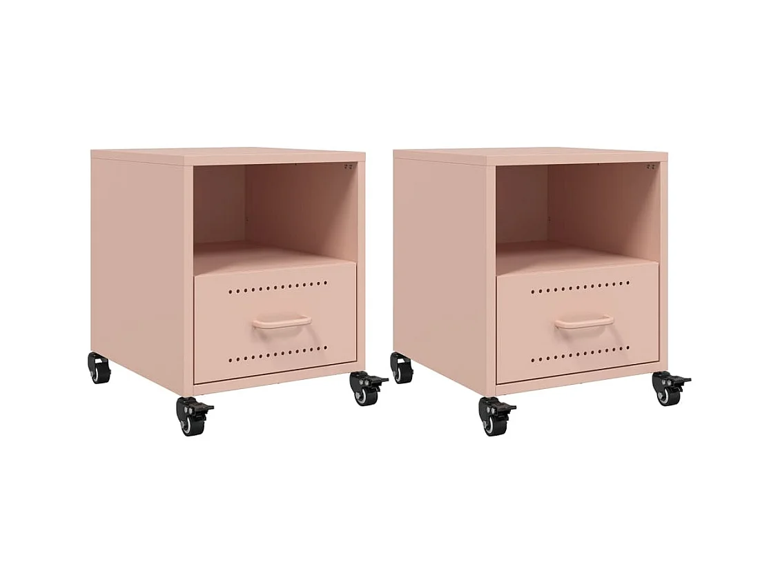 Evalara  Tables de chevet 2 pcs rose 36x39x43,5 cm acier