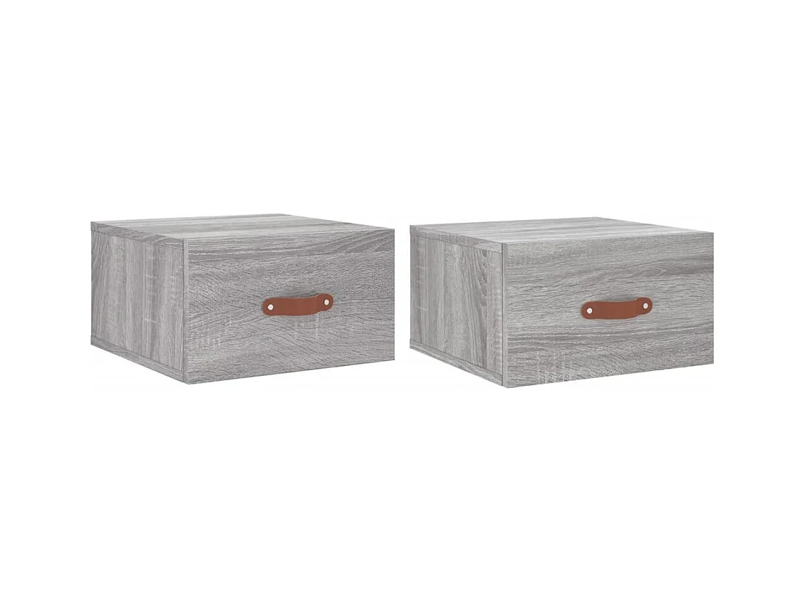 Brackettville  Comodini a Muro 2 pz Grigio Sonoma 35x35x20 cm
