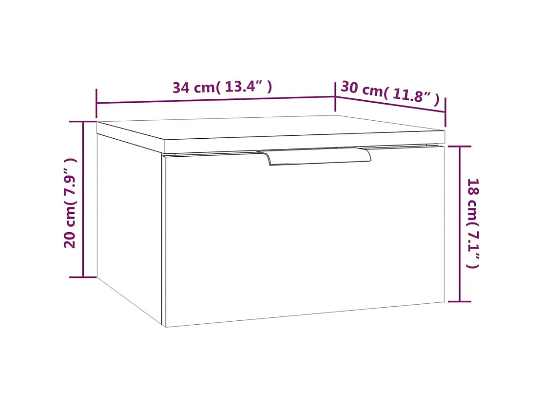 Steve James  Comodino a Muro Rovere Marrone 34x30x20 cm