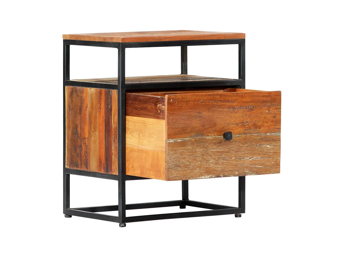 Garden Furniture -  Table de chevet 40 x 30 x 50 cm Bois de récupération et acier