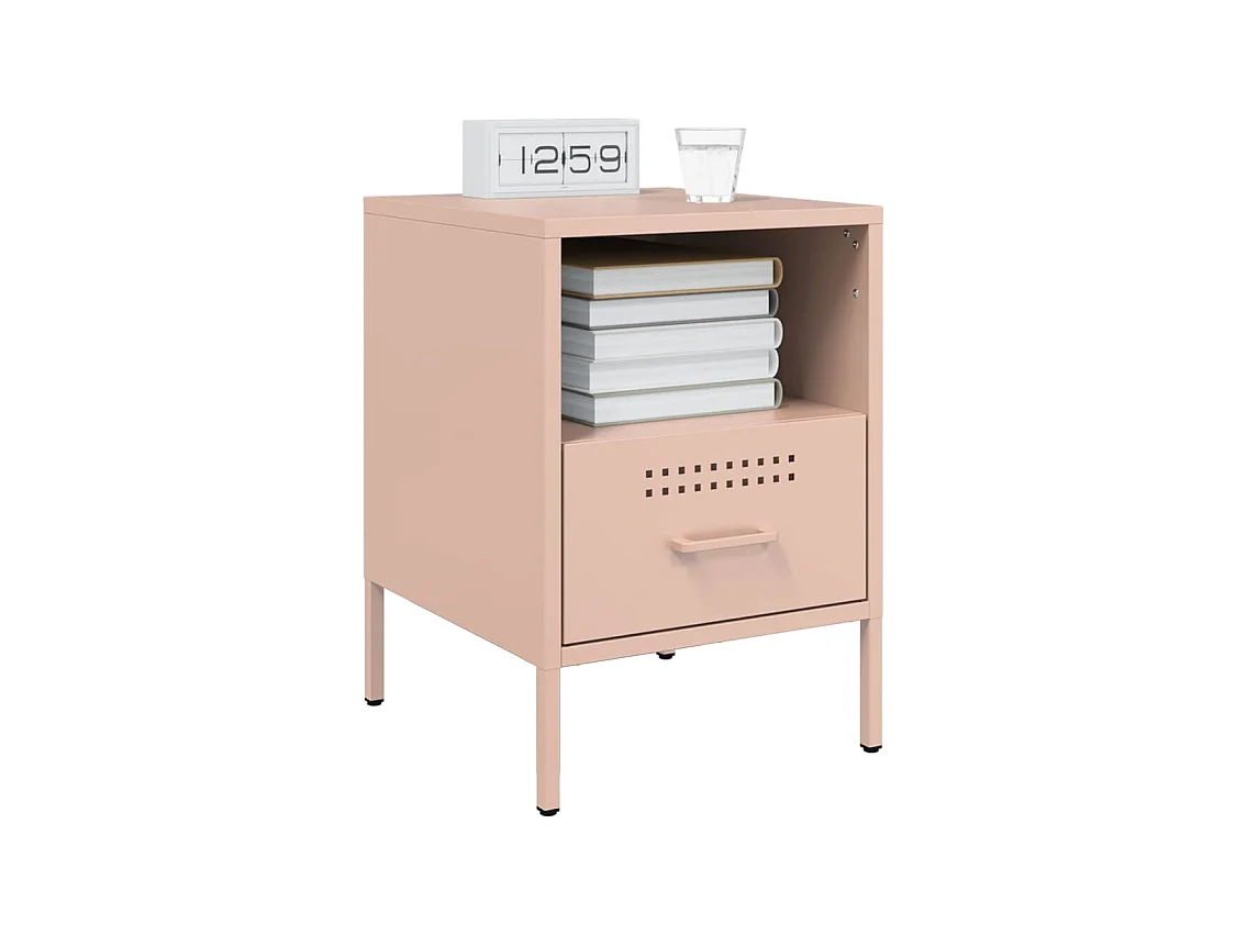 Sundby  Tables de chevet 2 pcs rose 36x39x50,5 cm acier