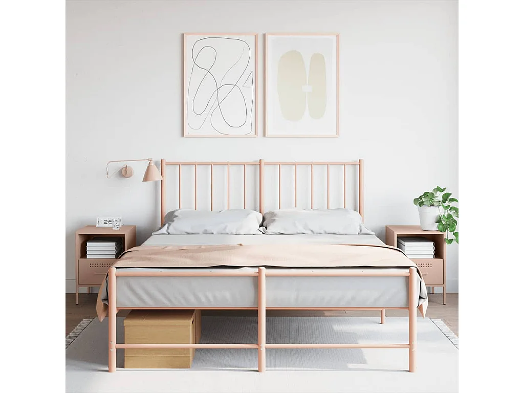 Sundby  Tables de chevet 2 pcs rose 36x39x50,5 cm acier