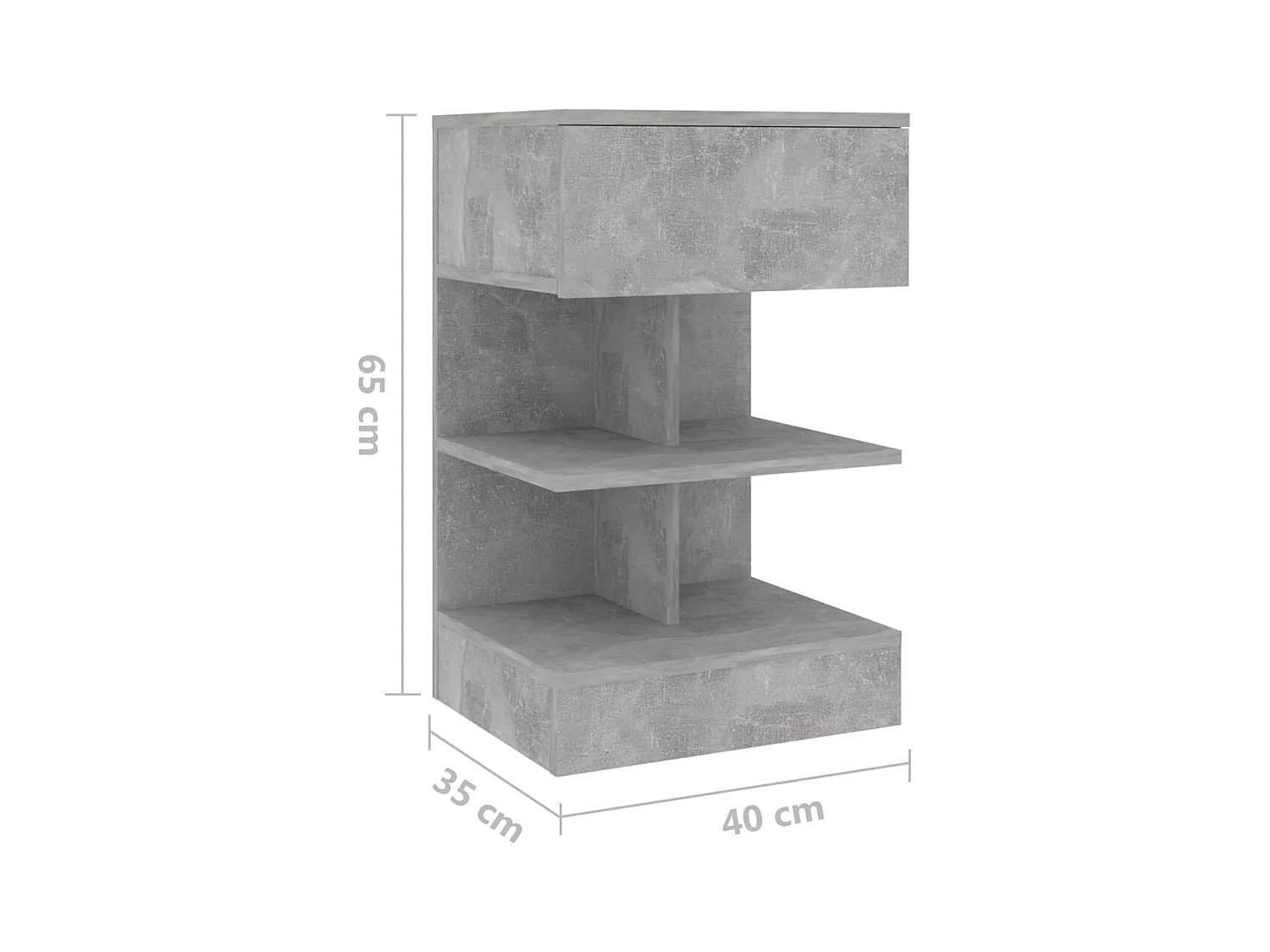 Beverly Hills  Tables de chevet 2 pcs Gris béton 40x35x65 cm