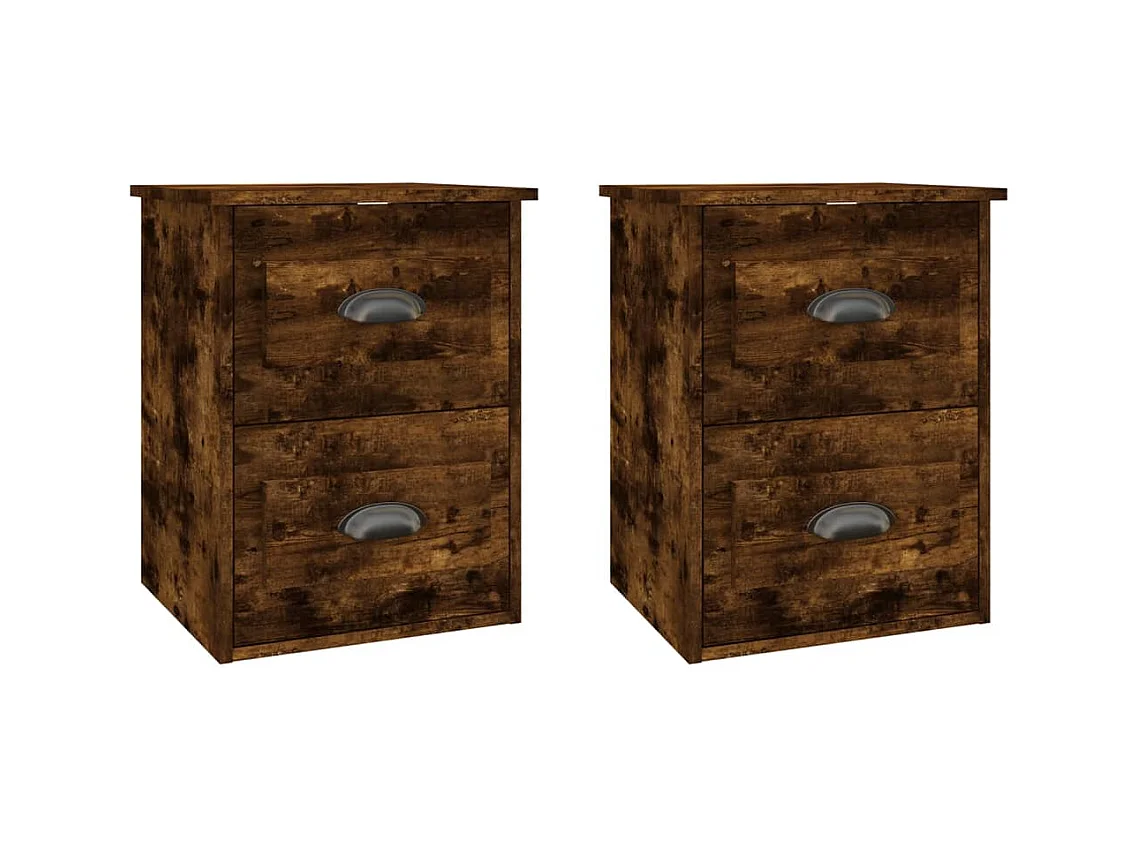 Inez  Tables de chevet murales 2 pcs chêne fumé 41,5x36x53 cm
