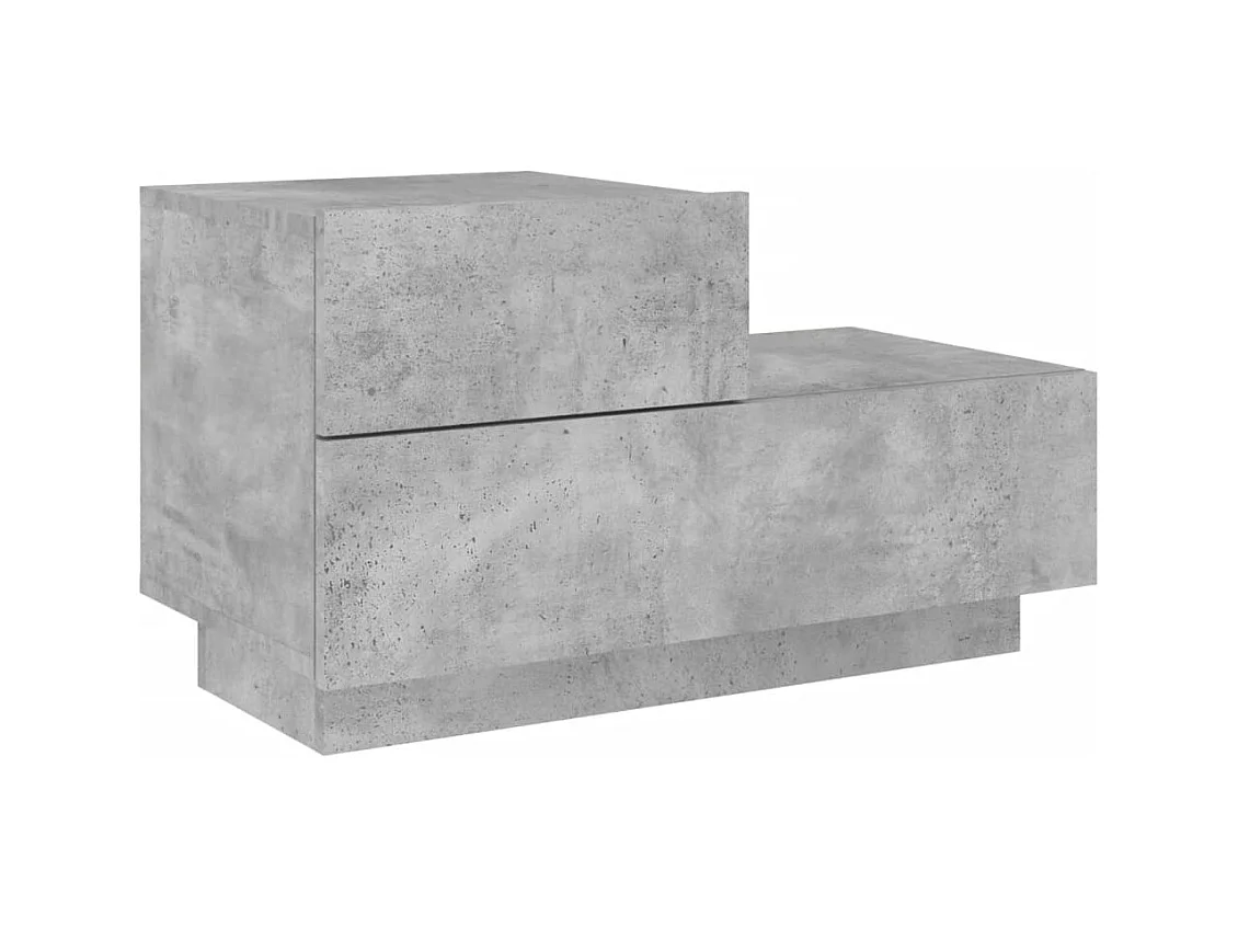 Robbie  Table de chevet avec lumières LED gris béton 70x36x40,5 cm