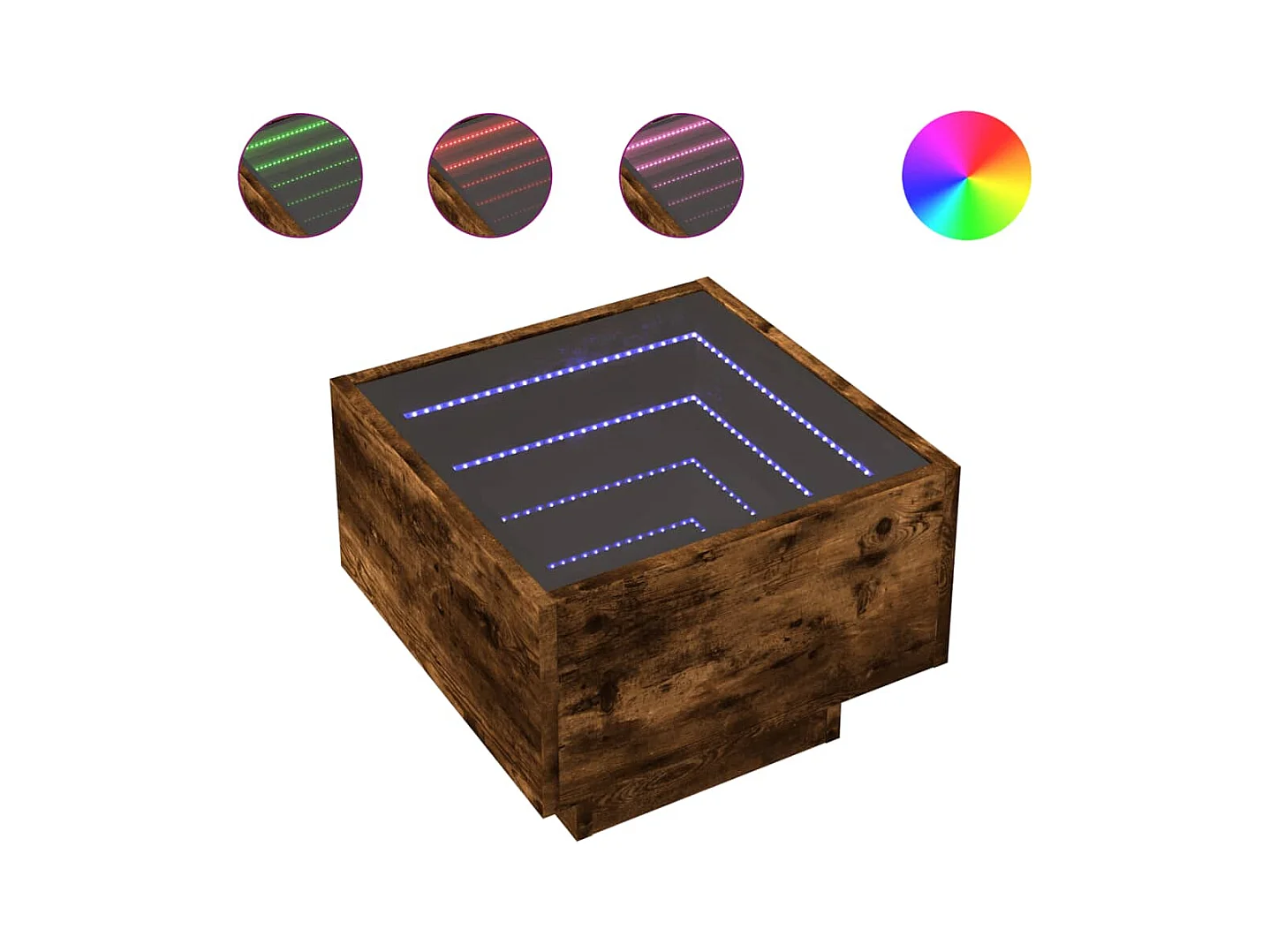 Myrla  Table de chevet avec LED infini chêne fumé 40x40x30 cm