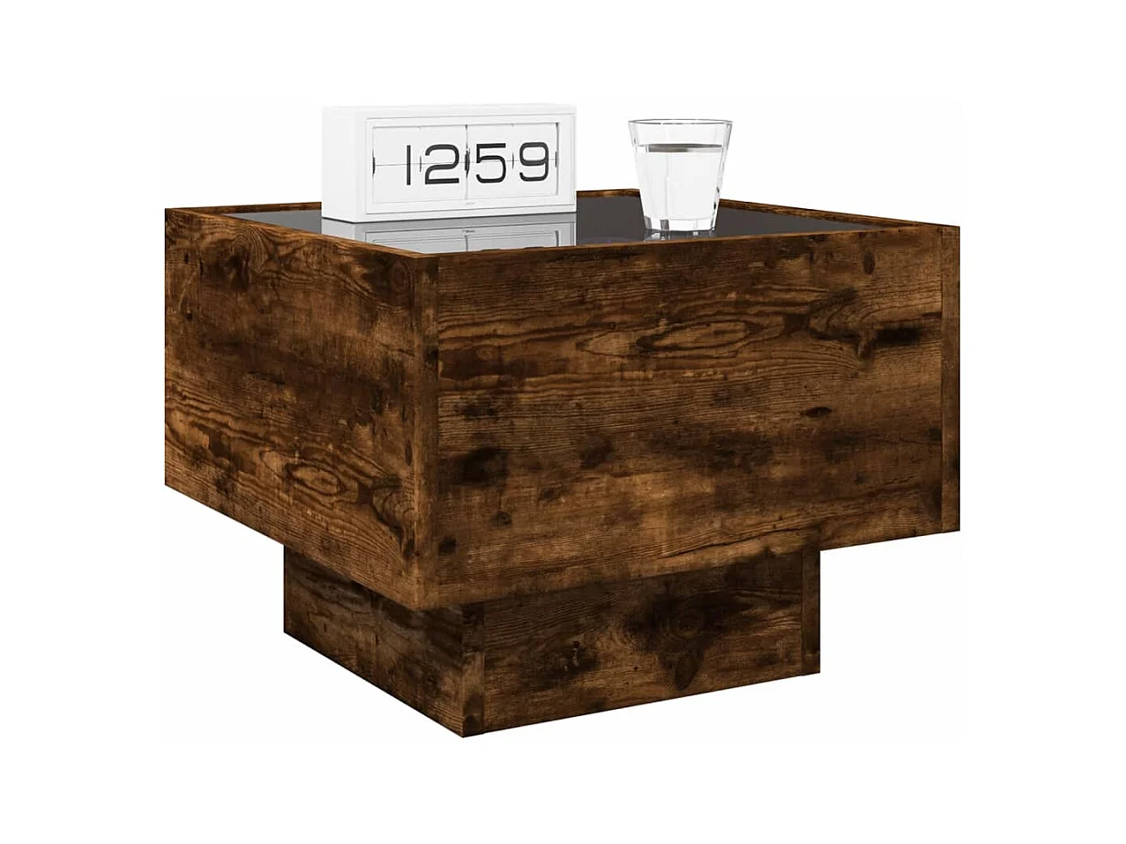 Myrla  Table de chevet avec LED infini chêne fumé 40x40x30 cm