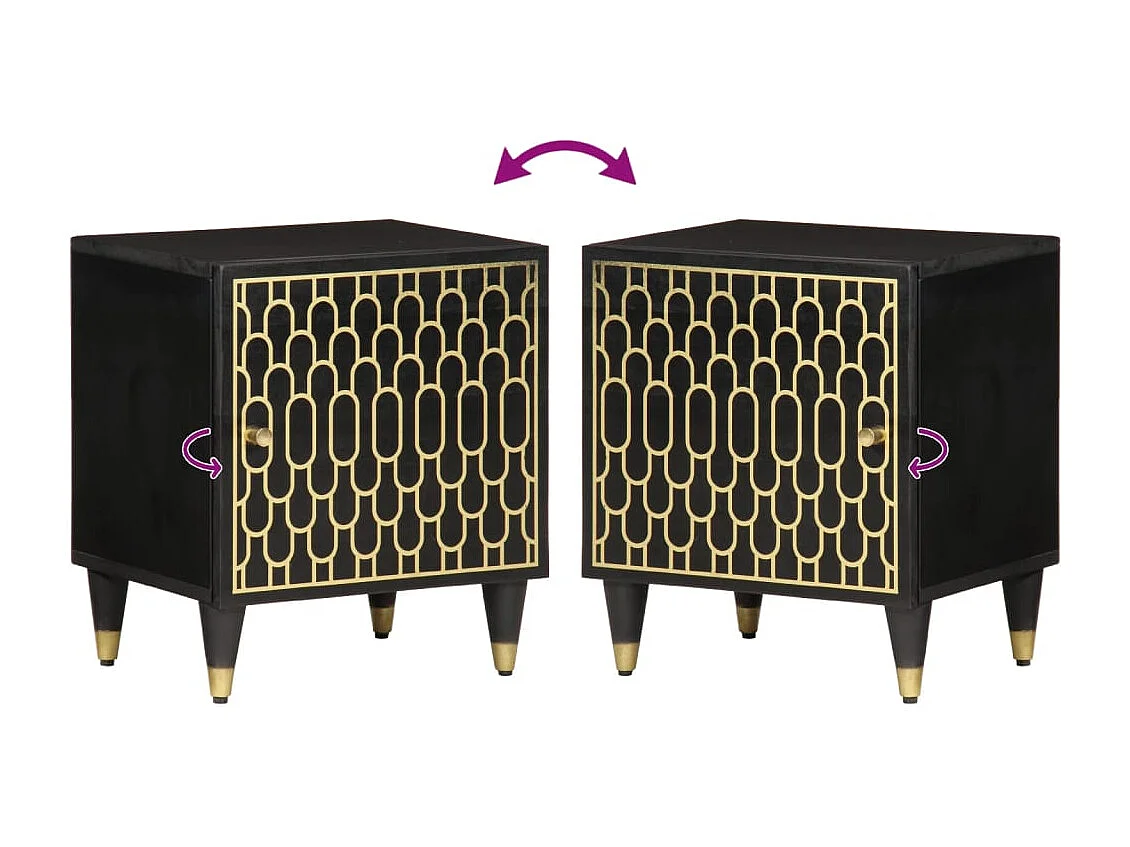 Cylene  Mesitas de noche 2 uds madera maciza de mango 40x33x46 cm