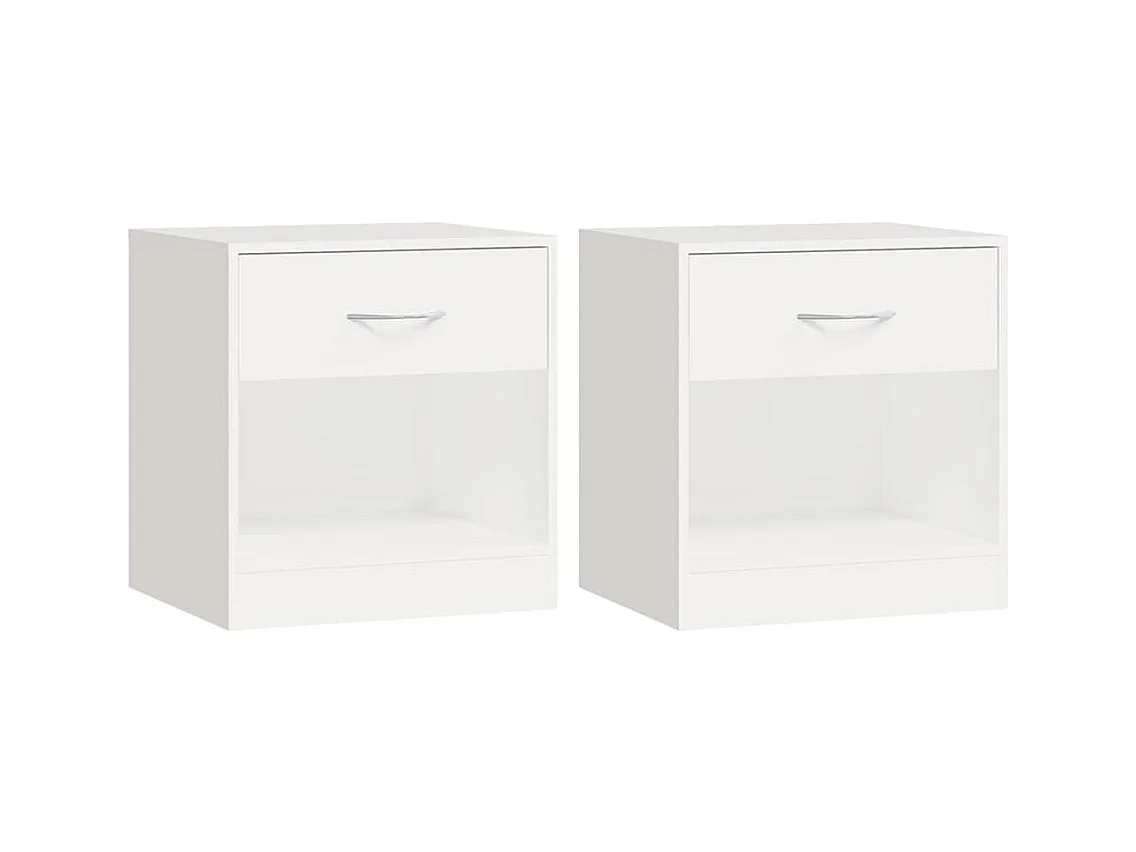 Gralina  Table de chevet 2 pcs avec tiroir Blanc