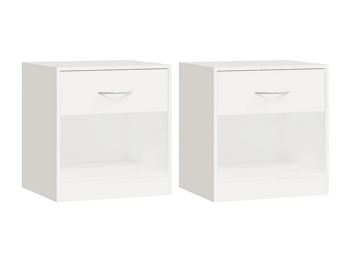 Gralina  Table de chevet 2 pcs avec tiroir Blanc