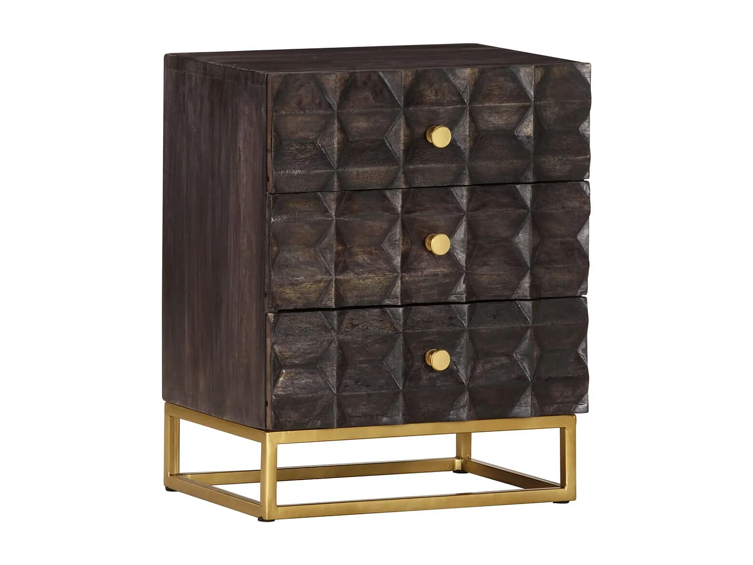 Garden Furniture -  Table de chevet Noir 40x30x50 cm Bois de manguier massif