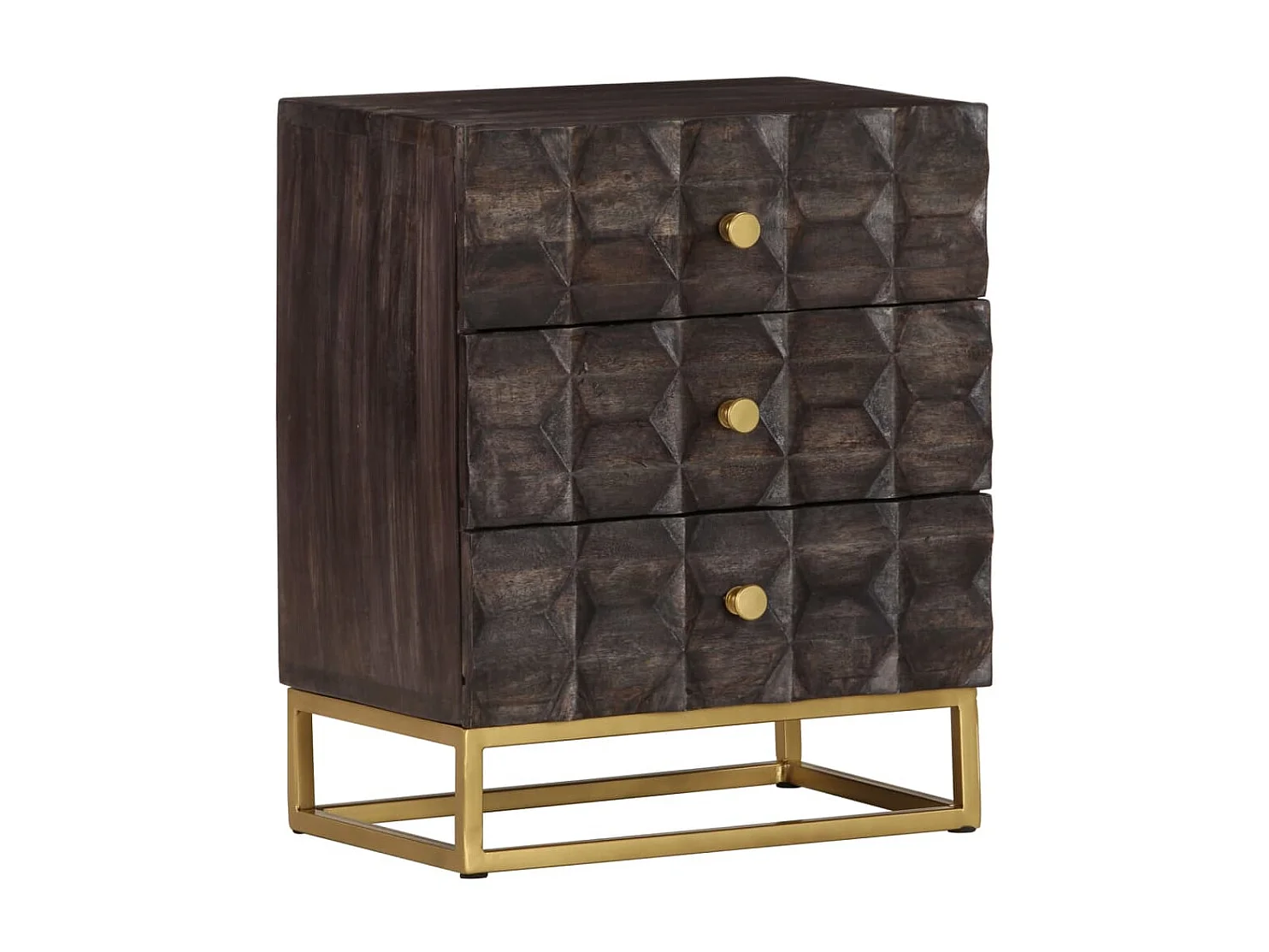 Garden Furniture -  Table de chevet Noir 40x30x50 cm Bois de manguier massif