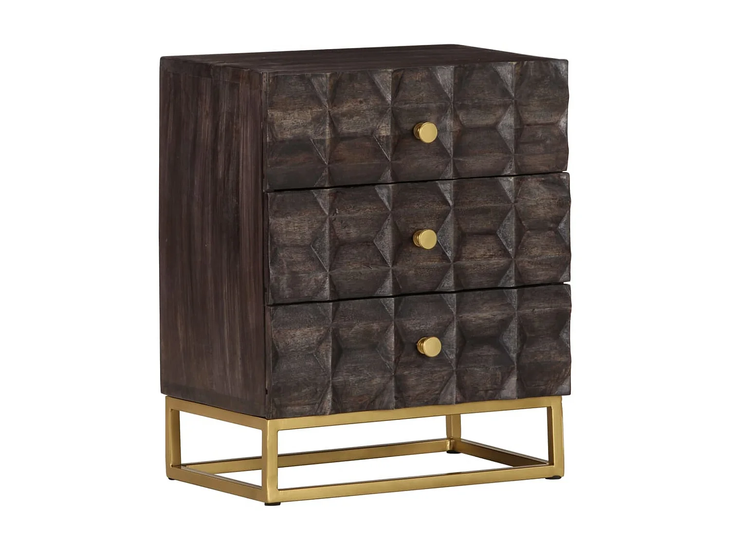 Garden Furniture -  Table de chevet Noir 40x30x50 cm Bois de manguier massif