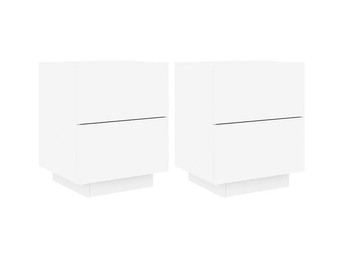 Marit Elise  Armoires de chevet et lumières LED 2pcs blanc bois d'ingénierie